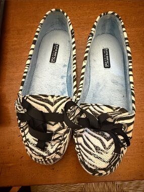 Sperry Women's Black & White Zebra-Print Slip-On Moccasins